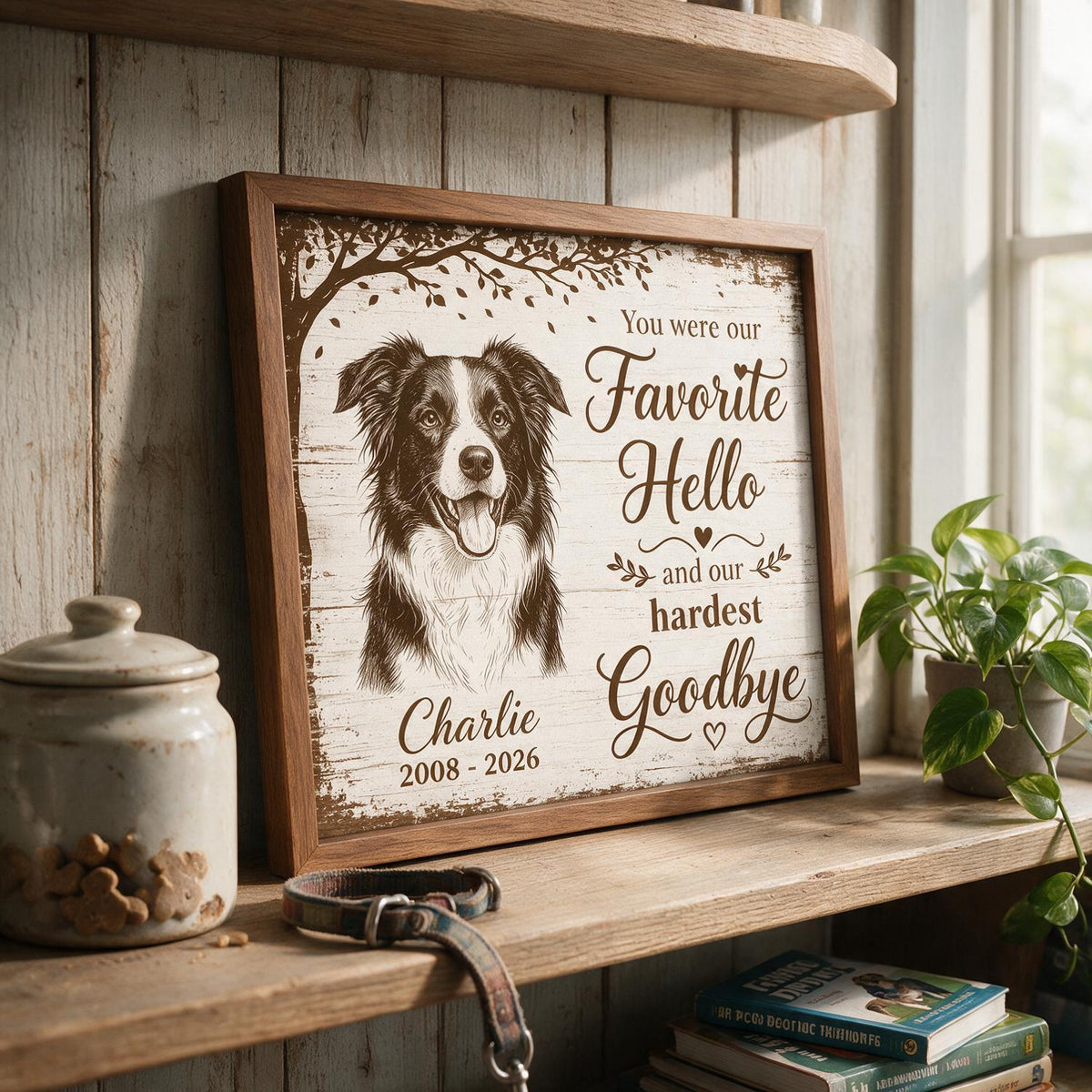 Unter dem Baum Haustier Hund Katze Gedenkfoto - Personalisierte Poster - Mitgefühlsgeschenk, Erinnerungsstück