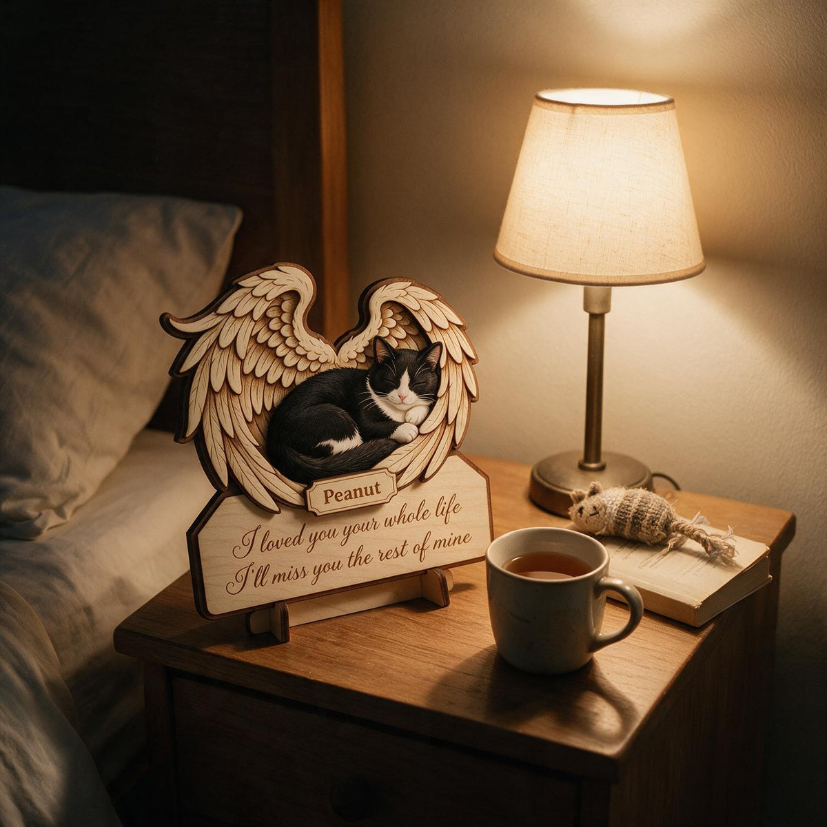 Katze Gedenkplatte Ich habe dich dein ganzes Leben geliebt - Personalisierte 2-lagige Holzplakette - Mitgefühl Haustierverlust Geschenk