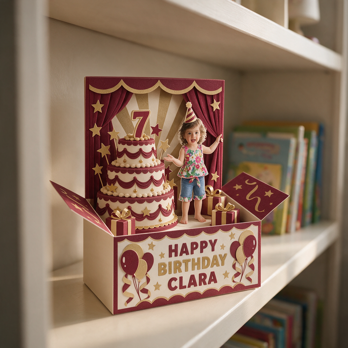 Personalized Birthday Cake Pop-Up Box Card
