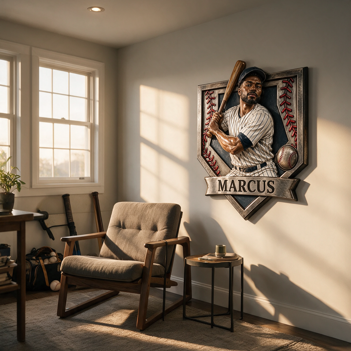Personalized Custom Photo Baseball 3D Printed Cut Metal Sign - Gift for Young Men