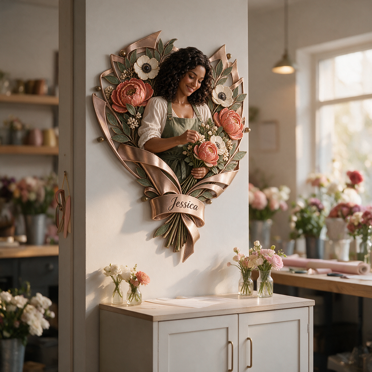 Personalized Custom Photo Floral Self Love 3D Cut Metal Sign - Gift for Women