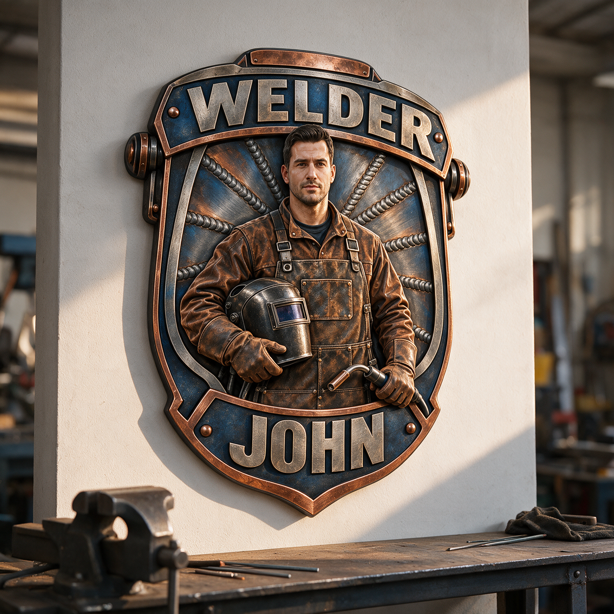 Personalized Custom Photo Welder 3D Printed Cut Metal Sign - Gift for Young Men