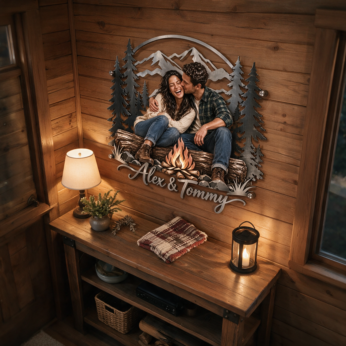 Personalisierte 3D Metall Wandkunst mit Foto - Geschenk für Paare