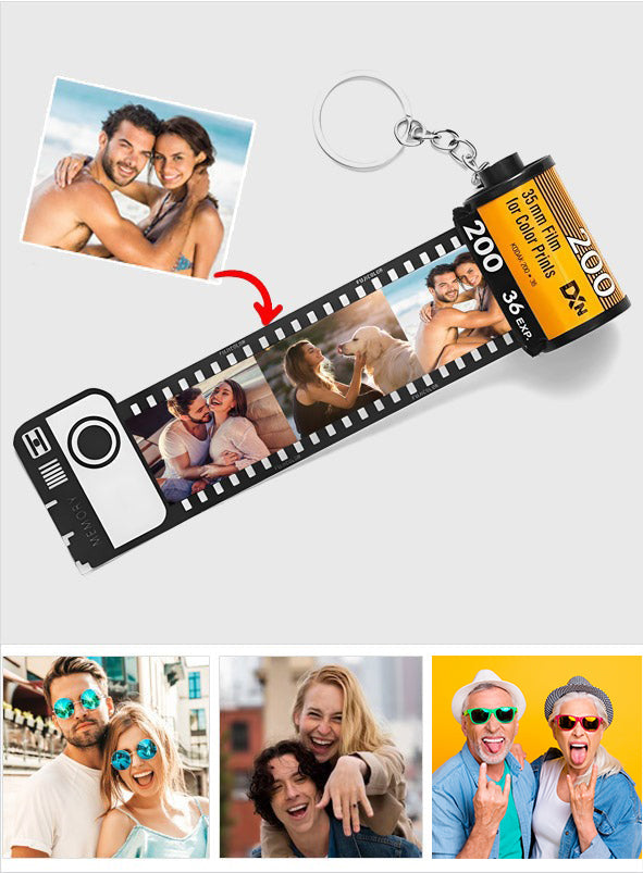 Vintage-Filmstreifen – Geschenk für Freundin, Ehefrau, Freund, Ehemann – Personalisierter Filmrollen-Schlüsselanhänger