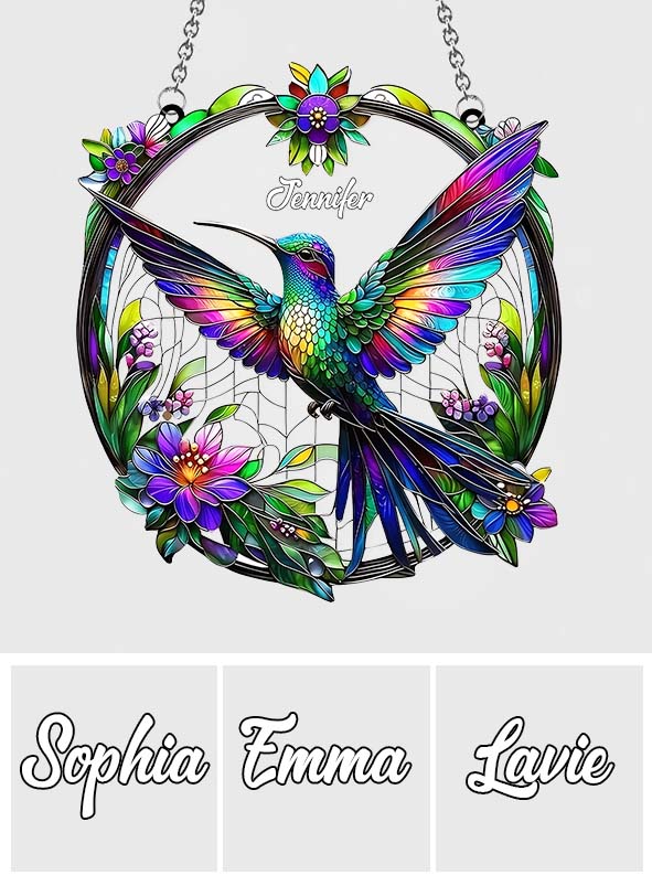 Stunning Humming Bird - Personalized Hummingbird Window Hanging Suncatcher Ornament