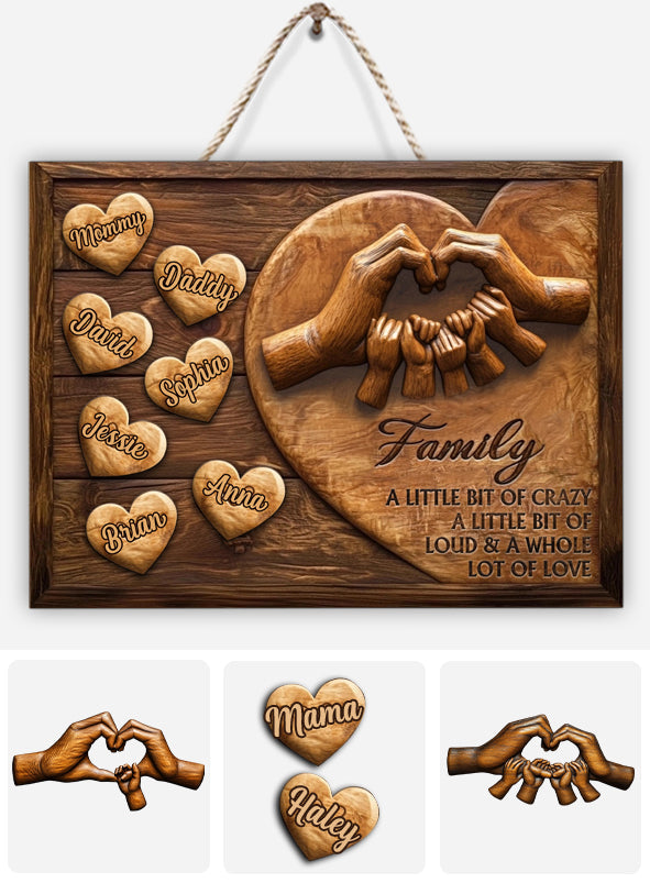 Family A Whole Lot Of Love - Personalized Family Custom Shaped Wood Sign