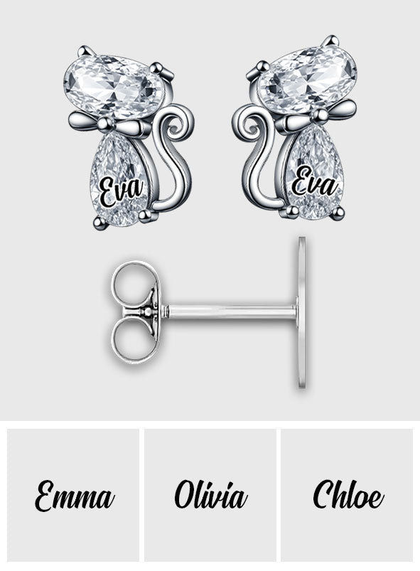 Chic Cat Lovers' Crystal Gift - Personalized Cat Stud Earrings