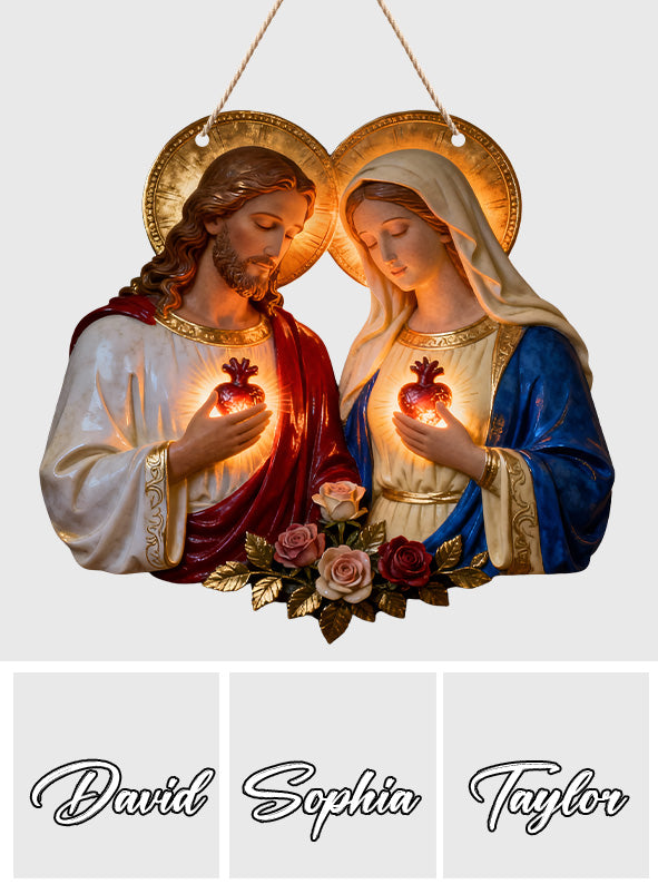 Sacred Hearts Christian - Personalisiertes christliches LED-Licht-Acrylschild
