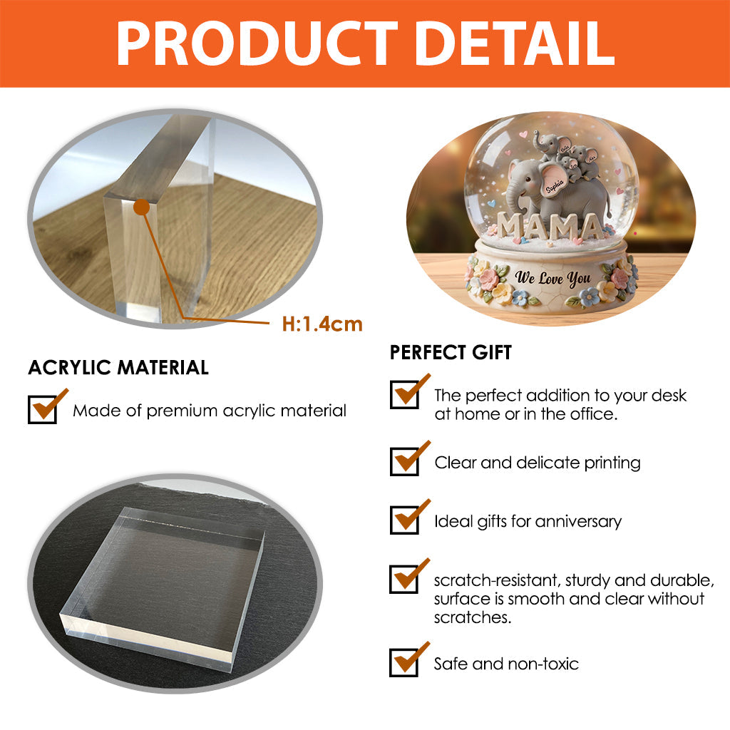 Elephant Mother - Personalized Mother Custom Shaped Acrylic Plaque