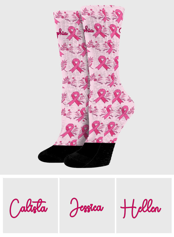 Pink Ribbon Brustkrebs-Aufklärung – Personalisierte Socken zur Brustkrebs-Aufklärung