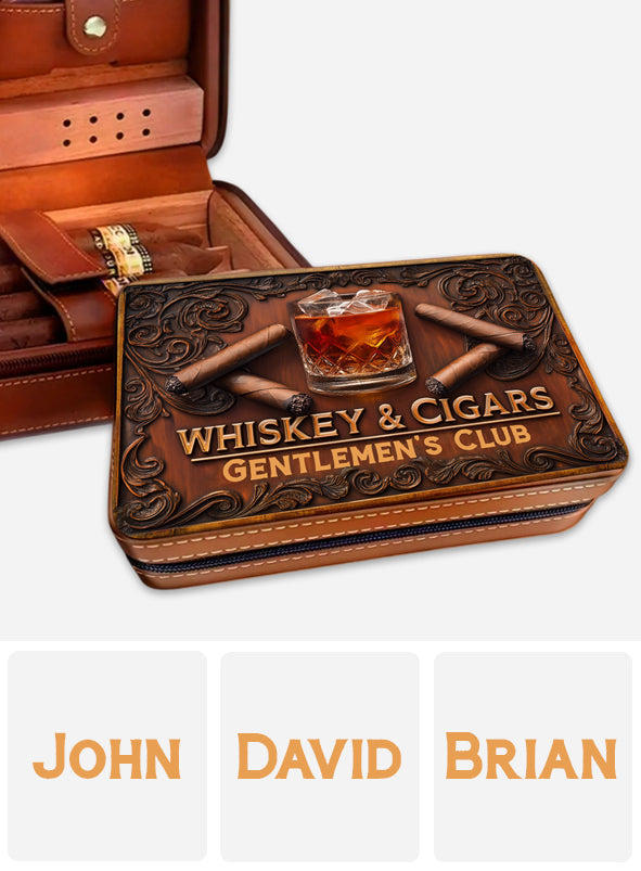 Whiskey and Cigar Club - Personalized Whisky Travel Cigar Humidor Case