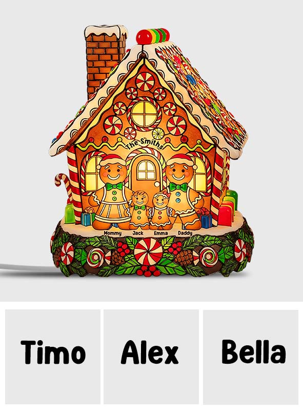 Merry Christmas Gingerbread Red Truck - Personalized Family Acrylic LED Night Light