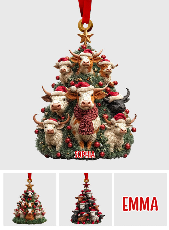 Christmas Tree Cow - Personalized Cow Ornament