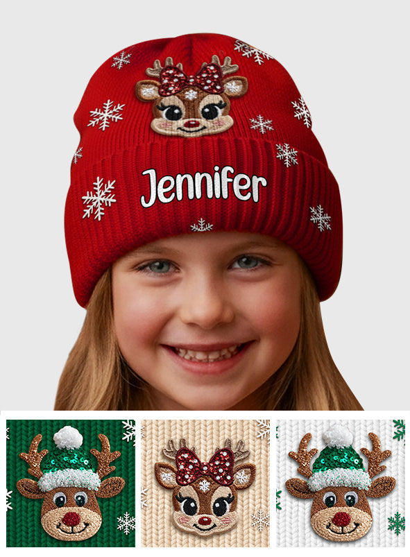 Weihnachts-Rentier - Personalisierte Kindermütze