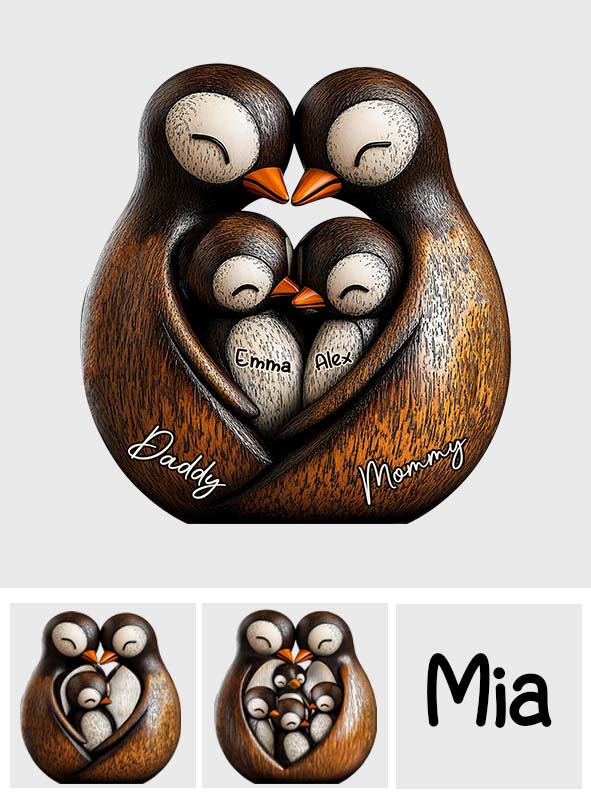 Pinguin-Papa – Personalisierte Acrylplakette in individueller Form für Väter