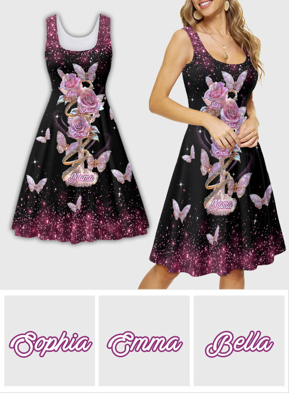 Wunderschönes Rosengeschenk für Mama, Oma,... - Personalisiertes ärmelloses Kleid für die Mutter