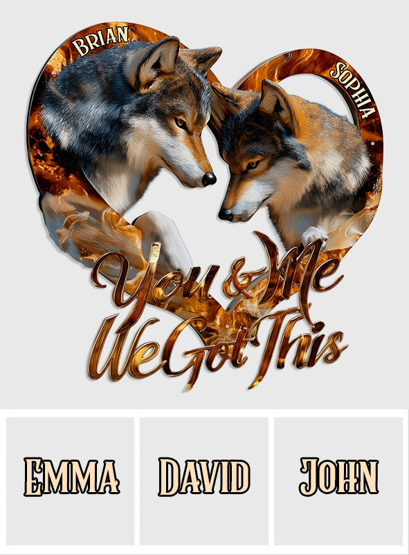 Du und ich, wir schaffen das – personalisiertes Wolfsmotiv aus Metall