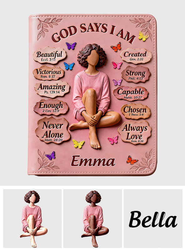 Gott sagt, du bist es – Personalisiertes Lederjournal für Afroamerikaner