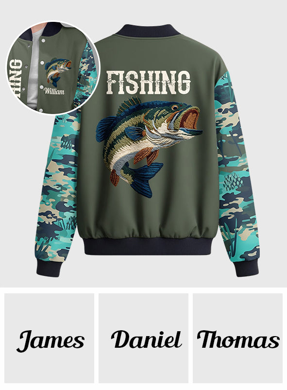 Cool Fishing – Personalisierte Angel-Collegejacke