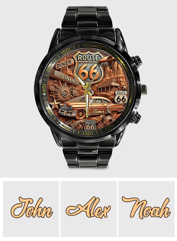 Vintage Route 66 - Personalisierte Muscle-Car-Handuhr