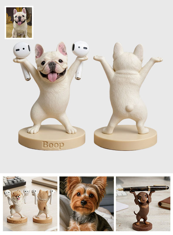 Niedlicher Stift/ Bluetooth Kopfhörer Halter Schreibtisch Zubehör für Tierbesitzer - Personalisierte Hund Premium 3D Figur