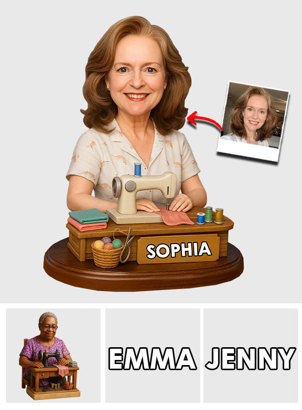 Einfach eine Frau, die das Nähen liebt – personalisierte Acrylplakette in individueller Form