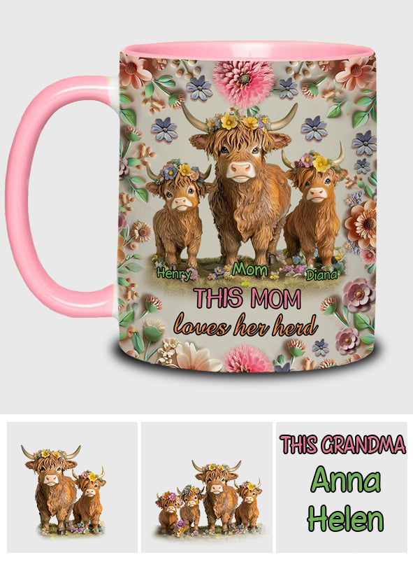 Diese Mama liebt ihre Herde Hochlandrinder - Personalisierte Tasse mit Muttermotiv
