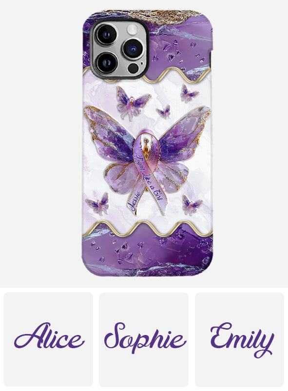 Kämpfe wie ein Mädchen – Personalisierte Handyhülle mit Lupus-Aufklärung und vollflächigem Aufdruck