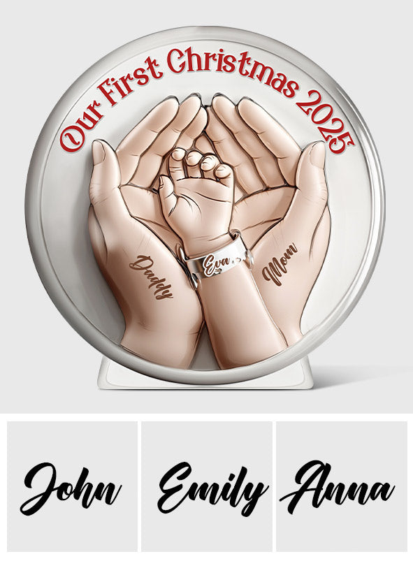 Our First Christmas Newborn Hospital Bracelet - Personalized Newborn Custom Shaped Acrylic Plaque