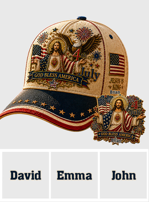 Eine Nation Unter Gott, 4. Juli - Personalisierte Christliche Klassische Kappe Mit Anstecker