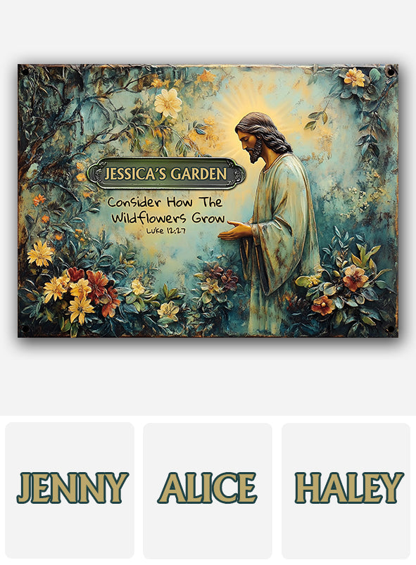 Betrachten Sie, wie Wildblumen wachsen – personalisiertes rechteckiges Metallschild für den Gartenbau