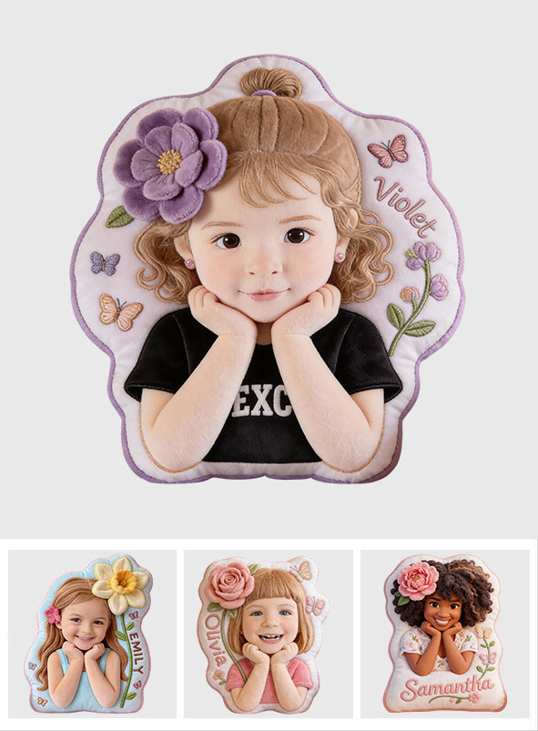 Geburtsblume - Personalisiertes Kissen in Form eines Kinderkissens aus Kunstfell
