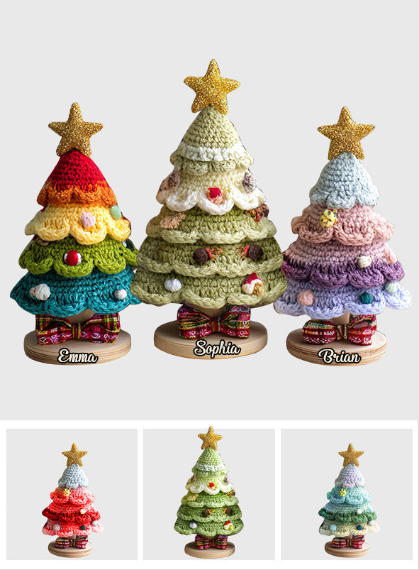 Christmas Tree Crochet Pattern - Personalized Family Custom Shaped Acrylic Plaque