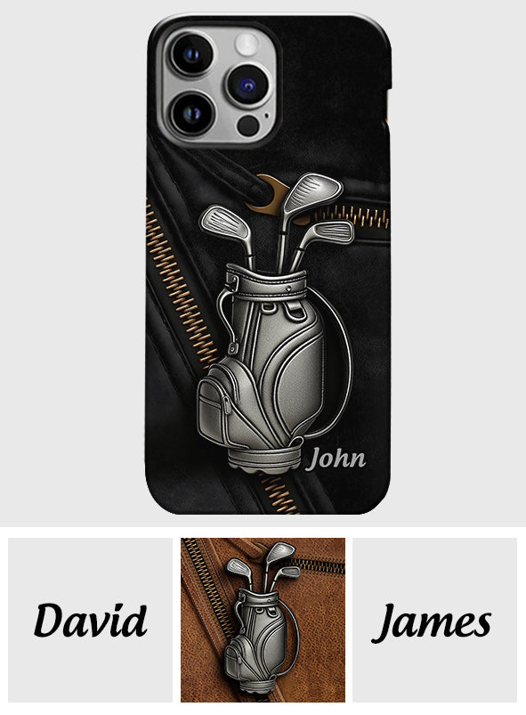 Golf ist ein schöner Spaziergang – personalisierte Handyhülle mit Golf-Vollbild