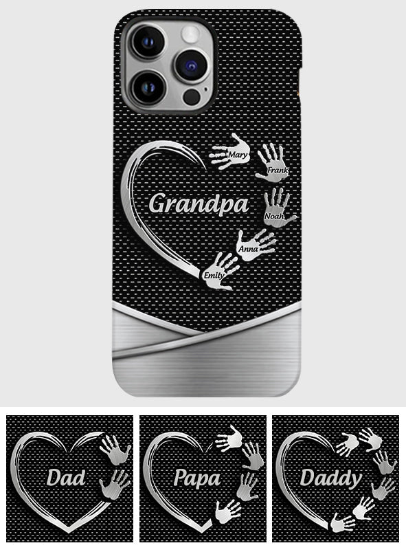 Grandpa Dad Kids Handprints - Personalized Father Full Print Phone Case