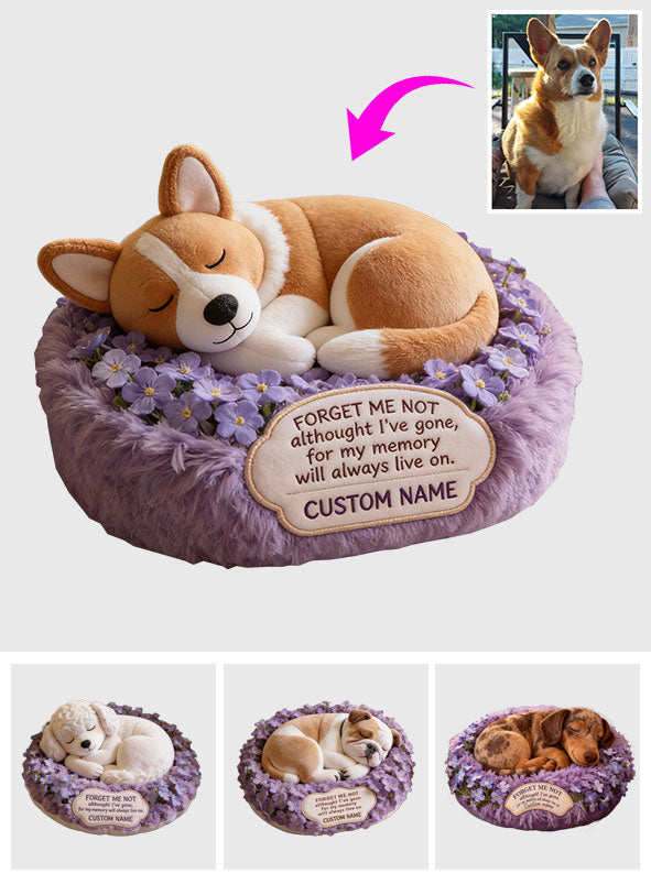 Vergissmeinnicht-Gedenkkissen für geliebte Haustiere – personalisiertes Kissen in Hundeform aus Kunstfell