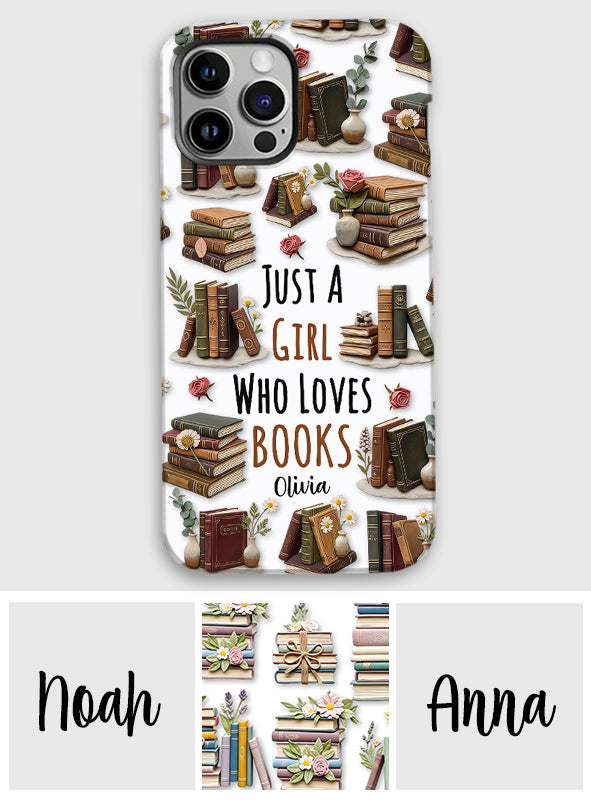 Einfach ein Mädchen, das Bücher liebt – personalisierte Handyhülle mit Buchmotiv