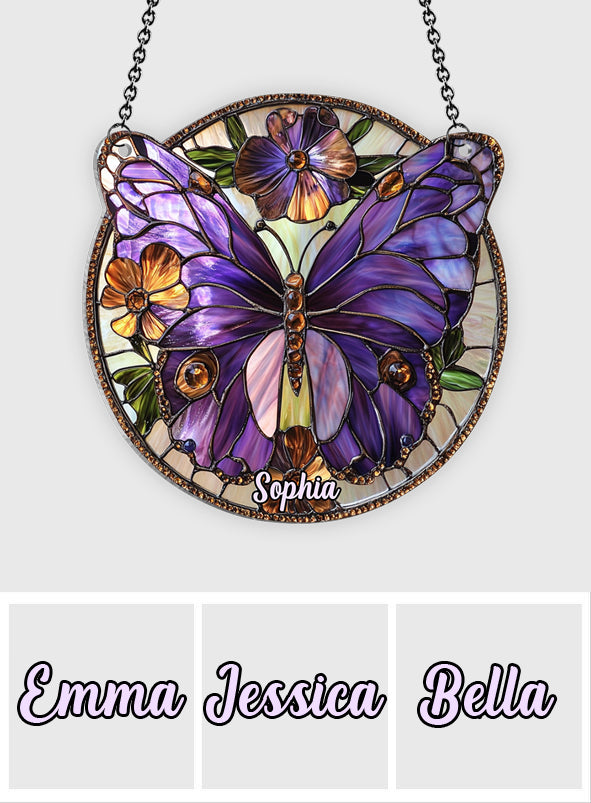 Purple Butterfly - Personalized Butterfly Window Hanging Suncatcher Ornament