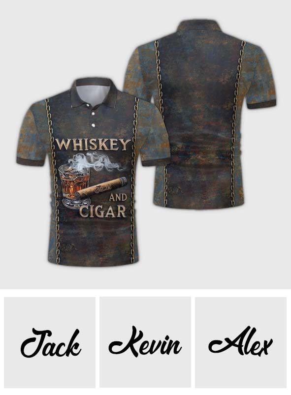 Whiskey und Zigarre – Personalisiertes Whisky-Poloshirt