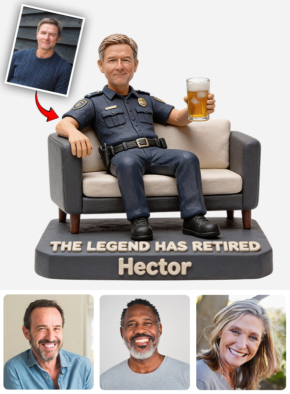 Die Legende ist im Ruhestand – Personalisierte Acrylplakette in individueller Form für Polizeibeamte