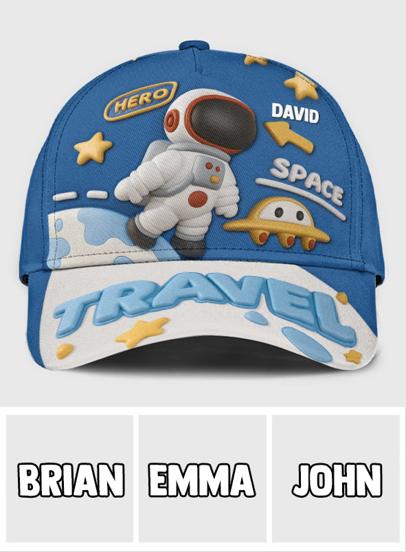 Niedliches Geschenk für Kinder: Astronauten- und UFO-Motiv – personalisierte klassische Kinderkappe