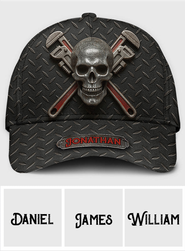 Cooles Geschenk für Klempner mit Skelettmotiv – Personalisierte Klempner-Klassikerkappe
