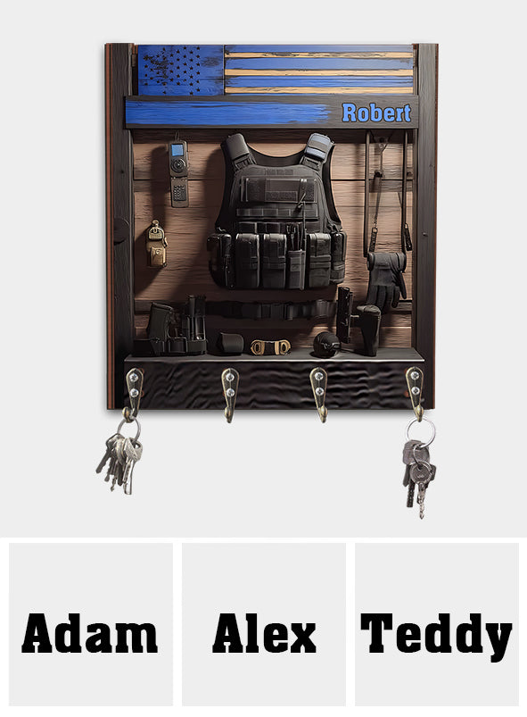 Proud To Be A Police Officer - Personalized Police Officer Custom Shaped Key Rack