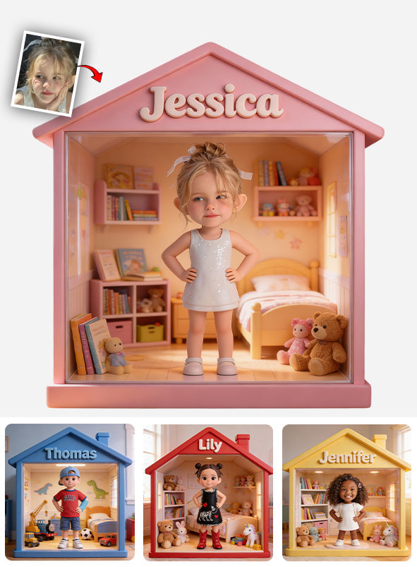 Kinderhaus – Personalisierte Acrylplakette in Kinderform