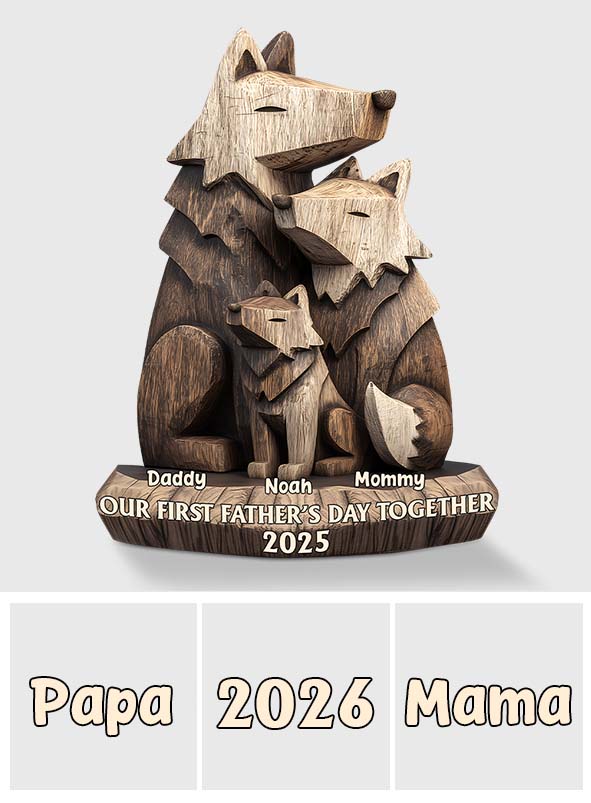 Erster Vatertag – Familienwolf – Personalisierte Acrylplakette in individueller Form für den Vater