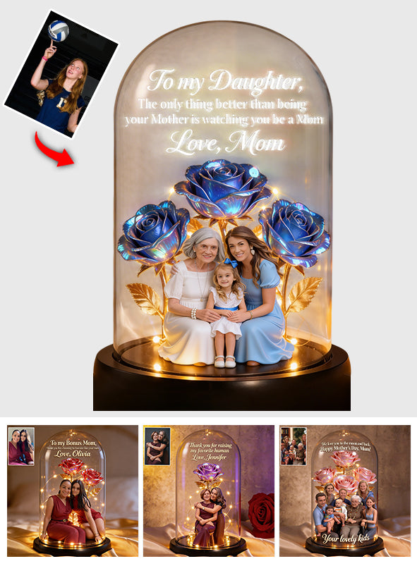 Flowers Gift For Mother's Day - Personalized Mother Glowing Roses Glass Dome