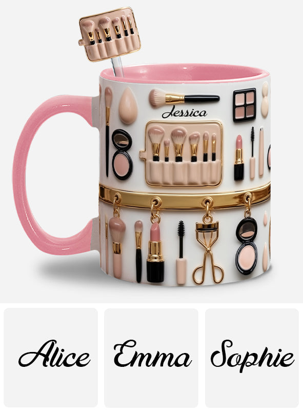 Visagistin – Personalisierter Make-up-Set-Becher mit Acryl-Rührstäbchen