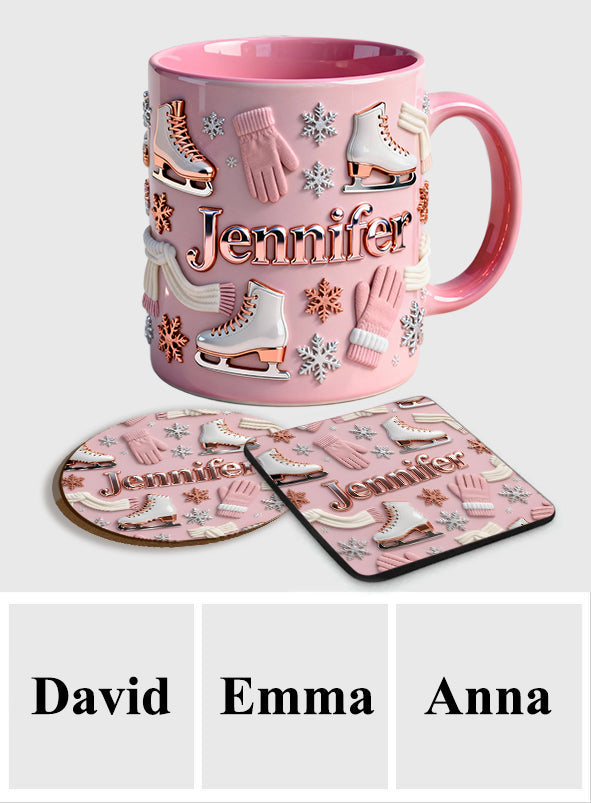 Ice Skating Makes Me Happy - Personalized Ice Skating Accent Mug & Coaster