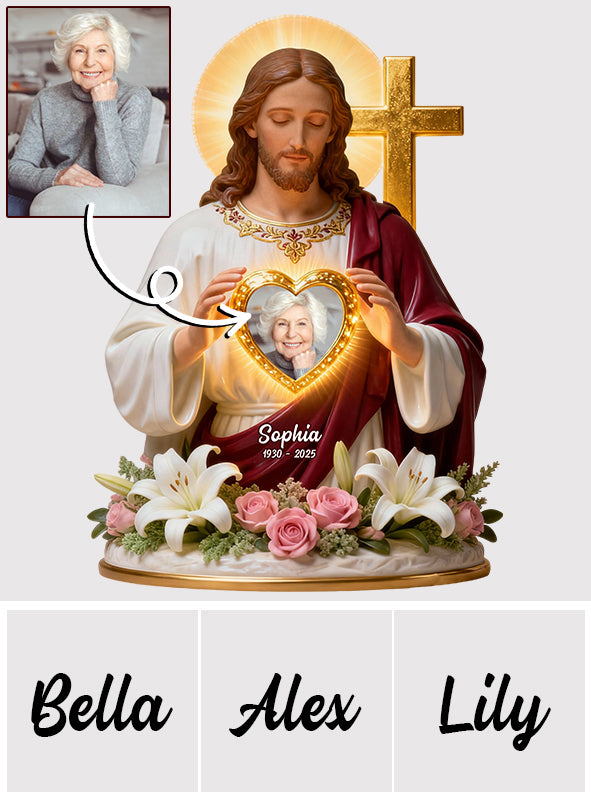 Gott hält dich in seinen Armen – Personalisierte christliche LED-Lichterbaumspitze