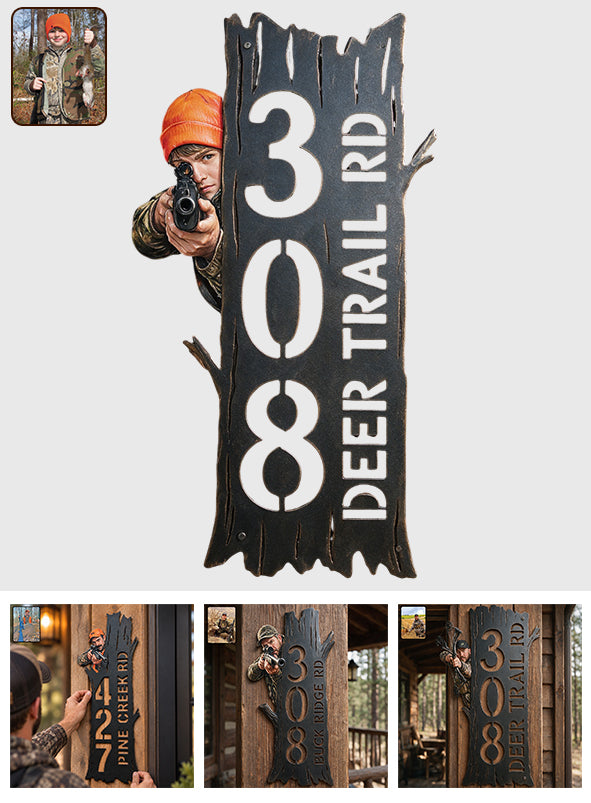 Hunting Lodge - Personalized Hunting 3D Printed Cut Metal Sign